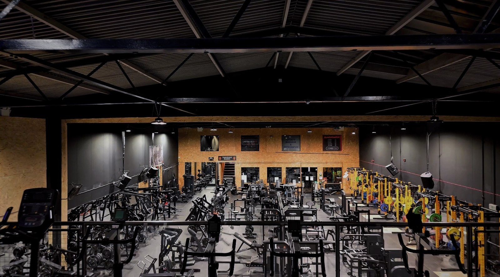 View across the Wirral gym floor from the mezzanine